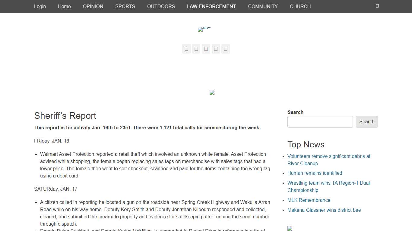 Sheriff’s Report – The Wakulla Sun